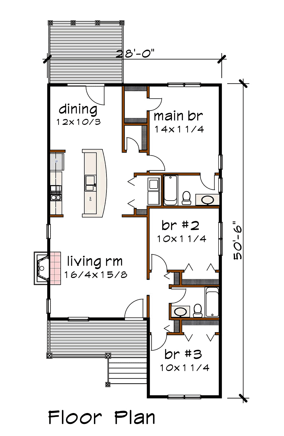 Bungalow, Cottage House Plan 75537 with 3 Bed, 2 Bath Level One