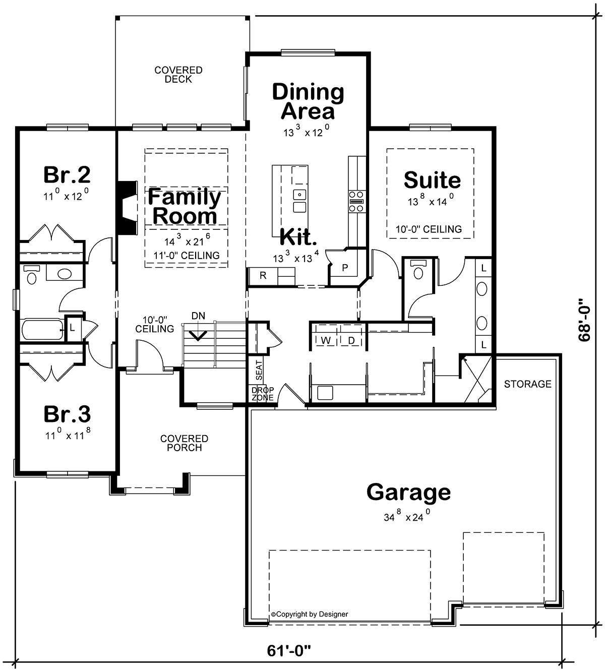 House Plan 75787 Level One