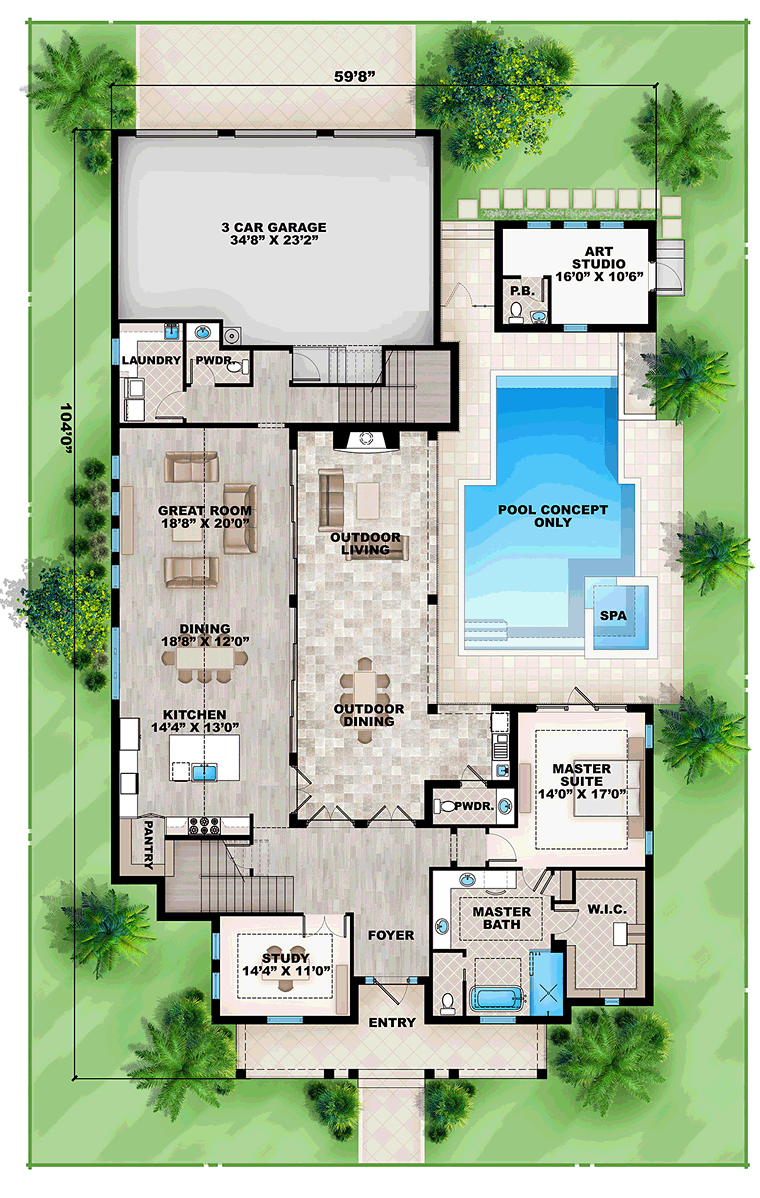 House Plan 75978 Level One