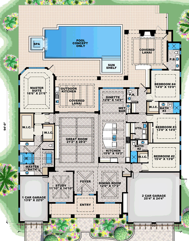 House Plan 75987 Level One