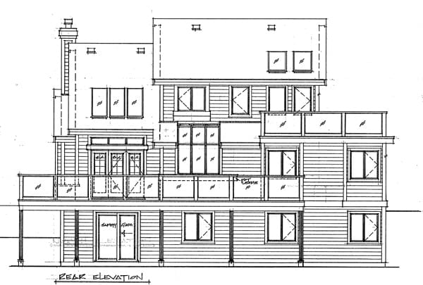 Cabin, Contemporary Plan with 1235 Sq. Ft., 3 Bedrooms, 2 Bathrooms Rear Elevation