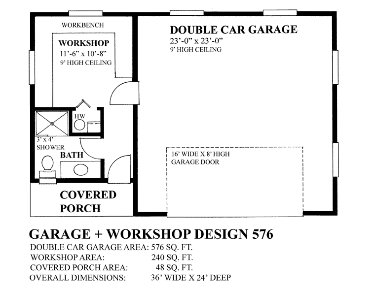 Garage Plan 76027 - 2 Car Garage Level One