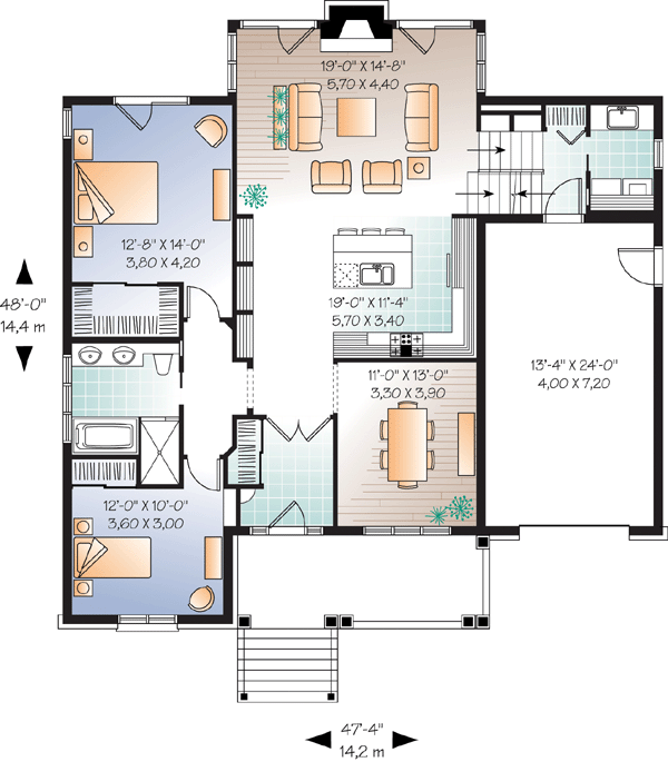 House Plan 76114 Level One