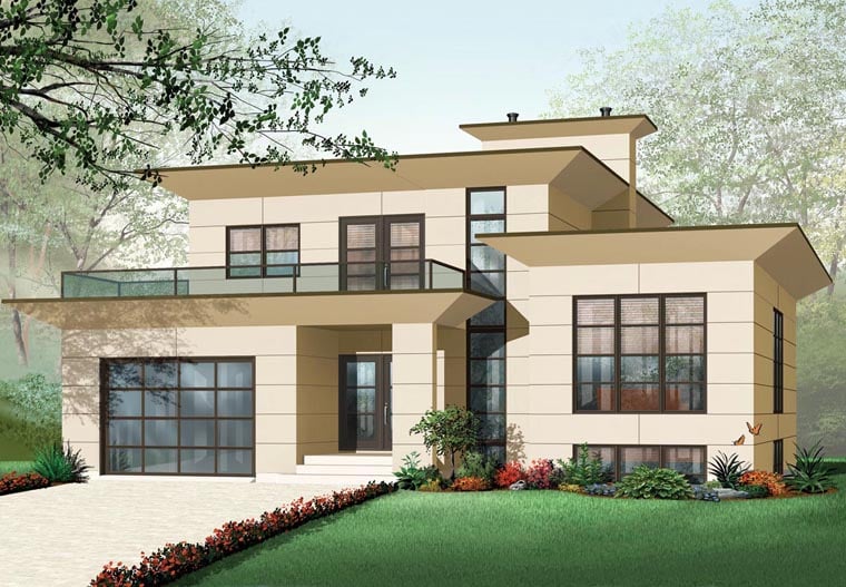 Contemporary Plan with 3198 Sq. Ft., 4 Bedrooms, 3 Bathrooms, 1 Car Garage Elevation