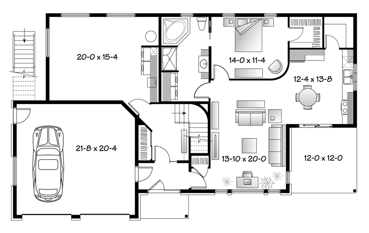 House Plan 76121 Level One