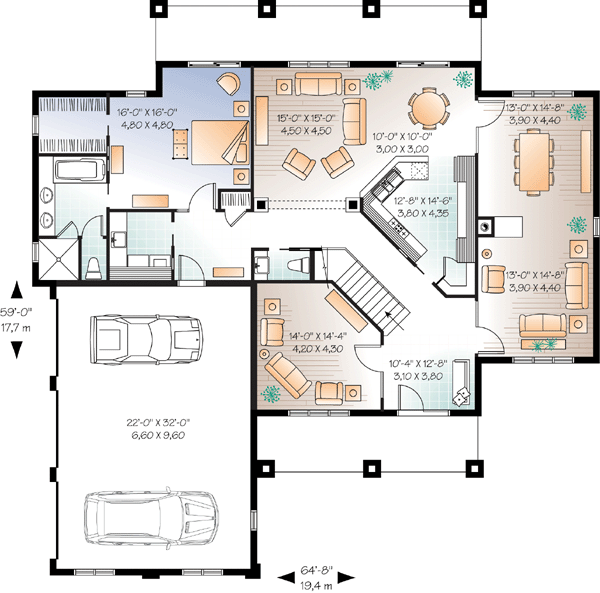 House Plan 76131 Level One