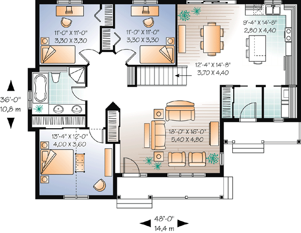 House Plan 76184 Level One