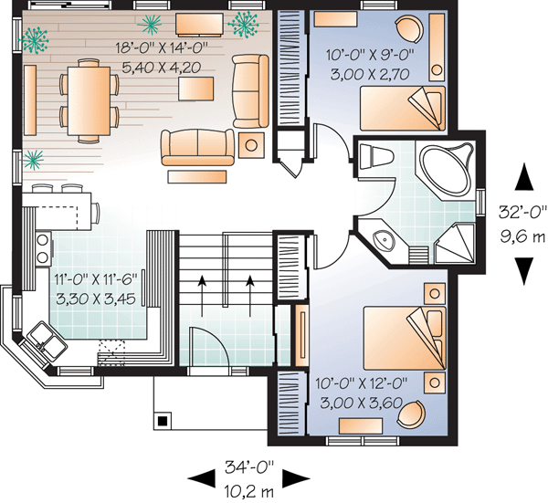 House Plan 76203 Level One