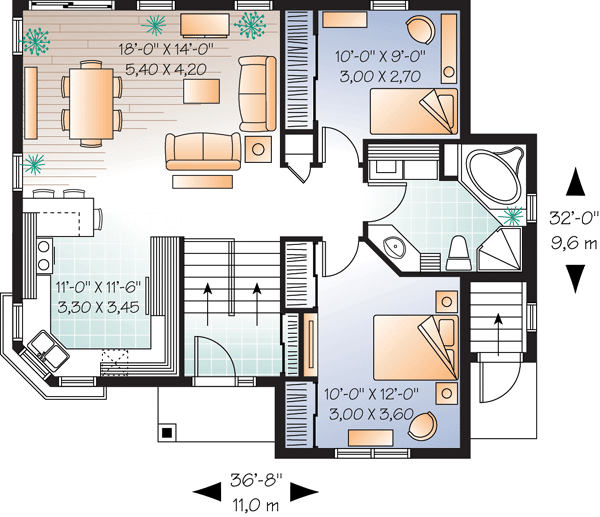House Plan 76204 Level One