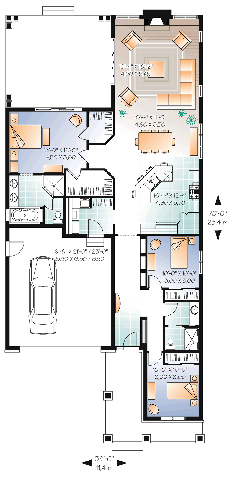 House Plan 76292 Level One
