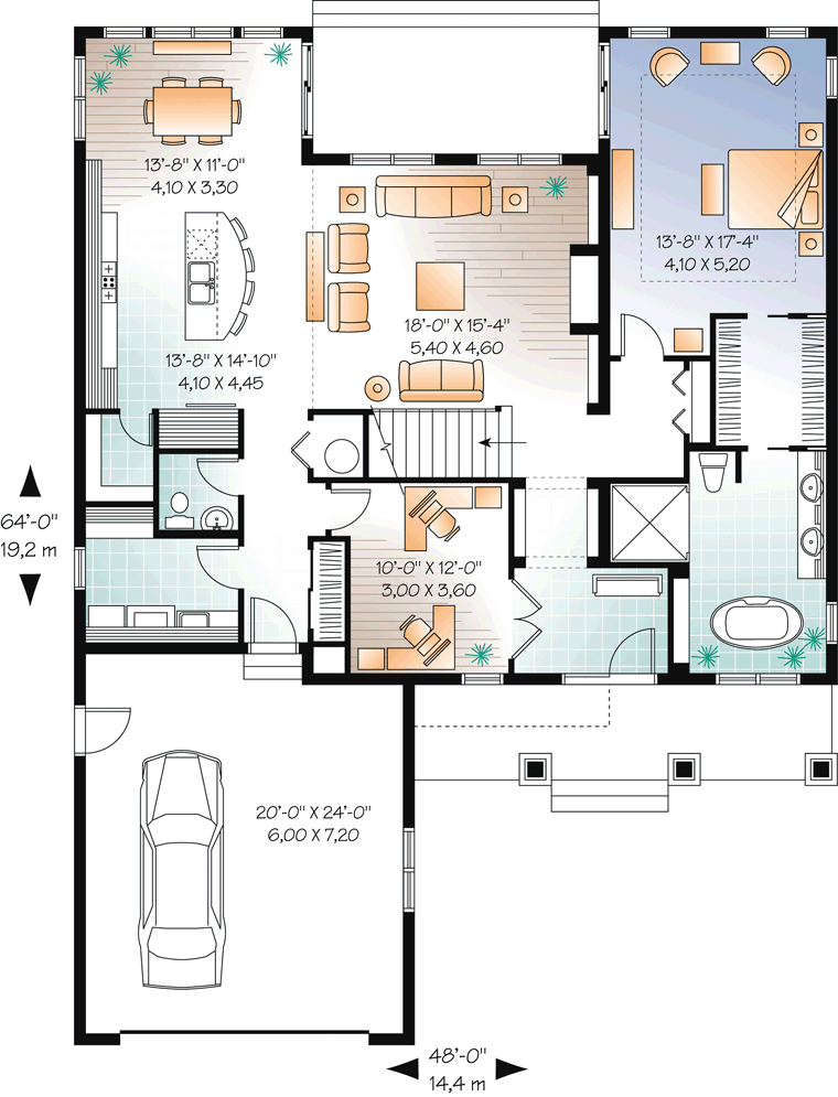 House Plan 76310 Level One