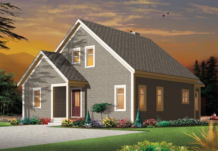 Cape Cod, Cottage, Country, Craftsman House Plan 76340 with 3 Bed, 2 Bath Rear Elevation