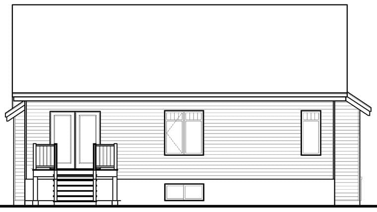 Cape Cod, Craftsman House Plan 76353 with 2 Bed, 1 Bath, 1 Car Garage Rear Elevation