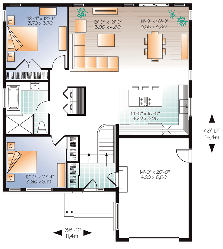 House Plan 76356 Level One