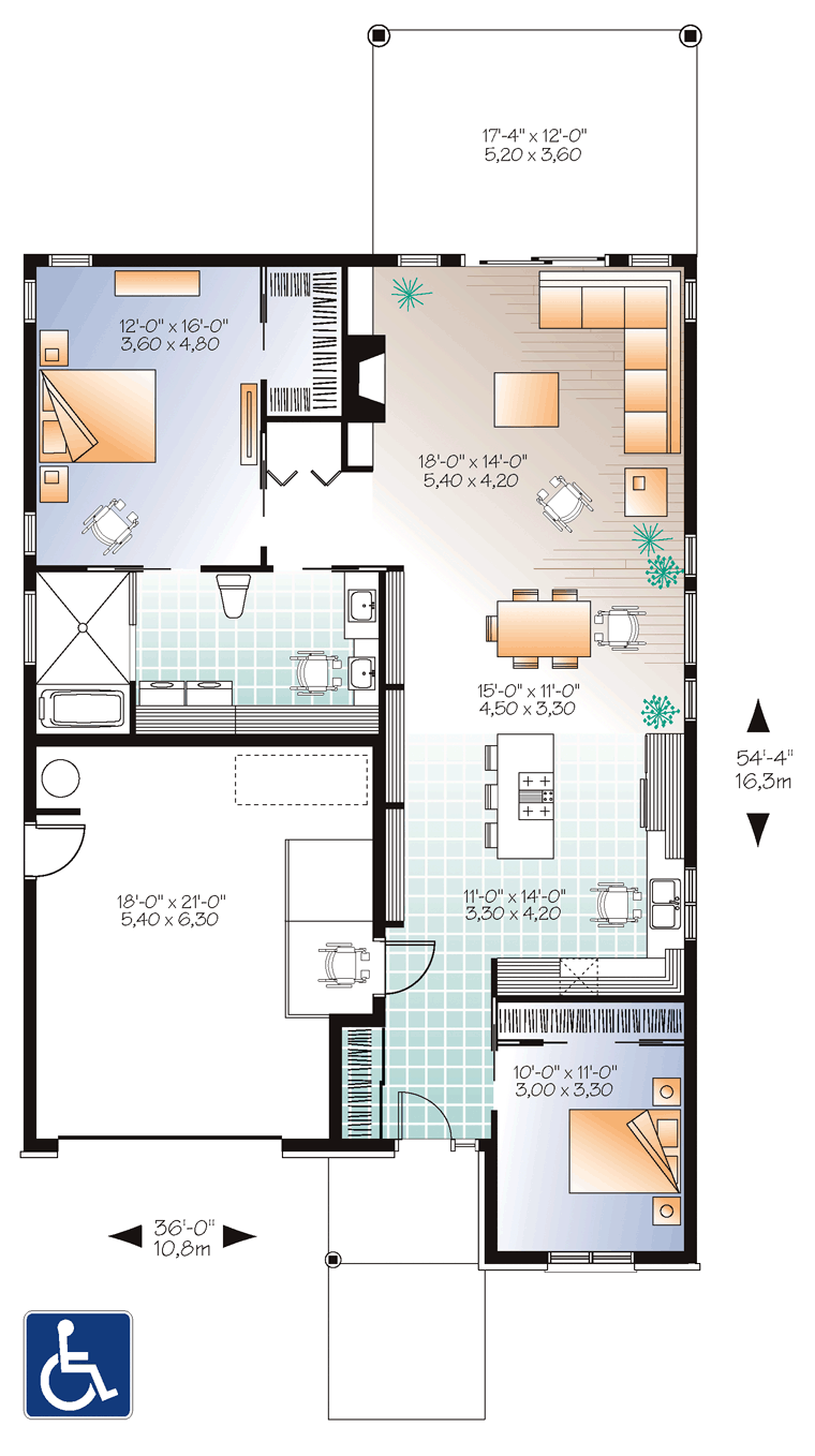 House Plan 76387 Level One