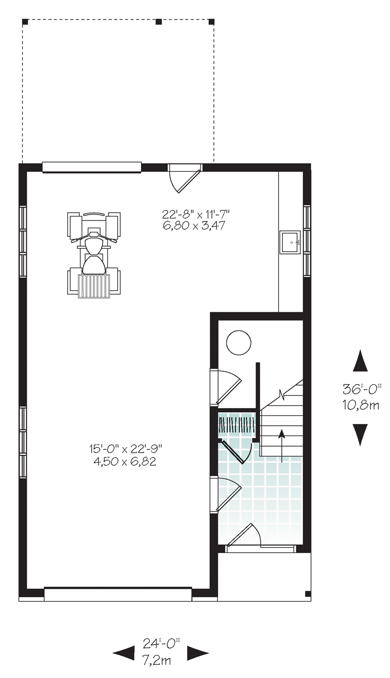 Garage Plan 76395 - 1 Car Garage Apartment Level One