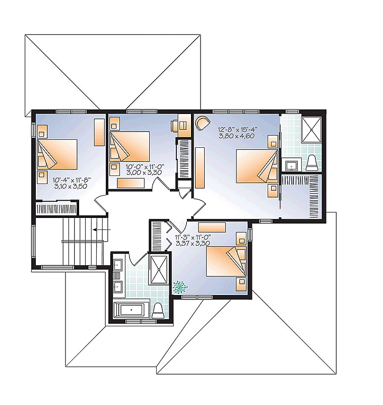 Plan 76419 | Modern Style With 4 Bed, 3 Bath, 2 Car Garage