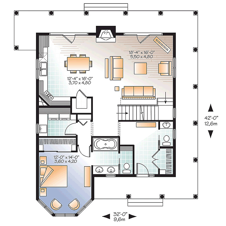 House Plan 76423 Level One