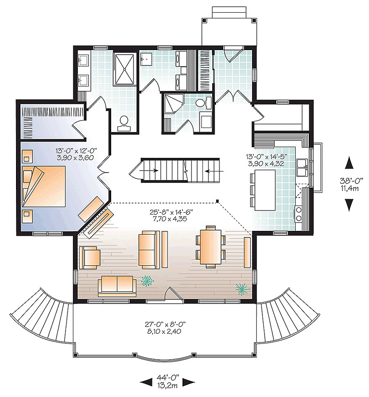 House Plan 76453 Level One
