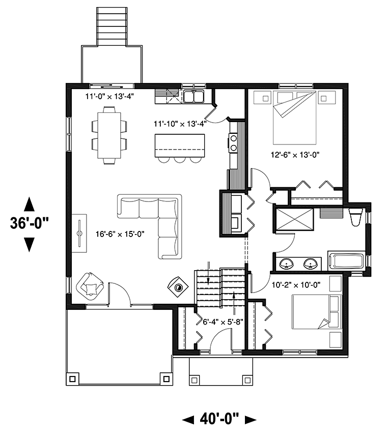 House Plan 76468 Level One