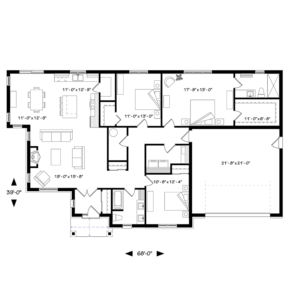 House Plan 76488 Level One