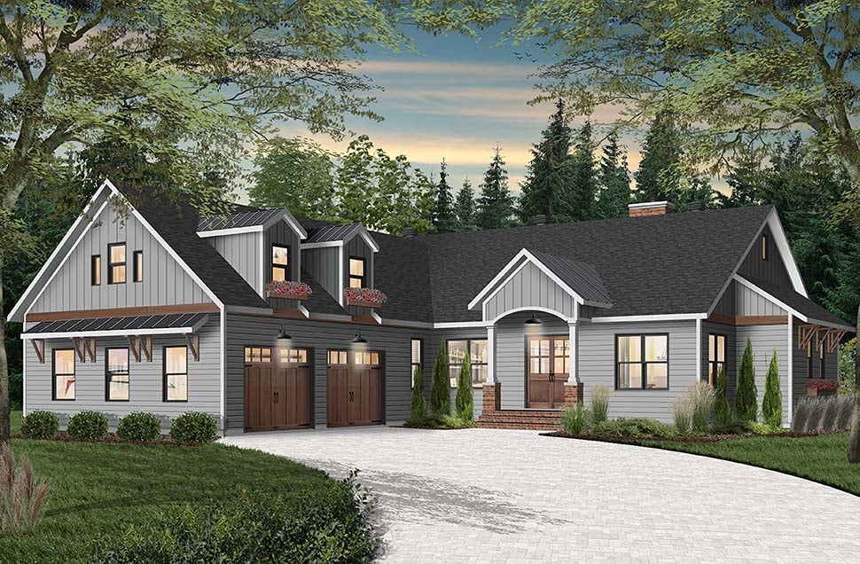 Cottage, Craftsman, Farmhouse Plan with 3249 Sq. Ft., 3 Bedrooms, 3 Bathrooms, 2 Car Garage Picture 4