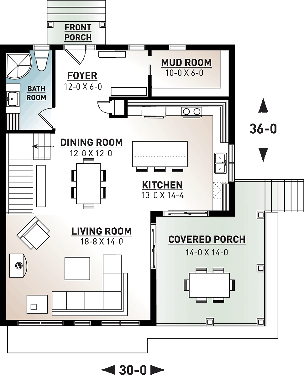 House Plan 76526 Level One