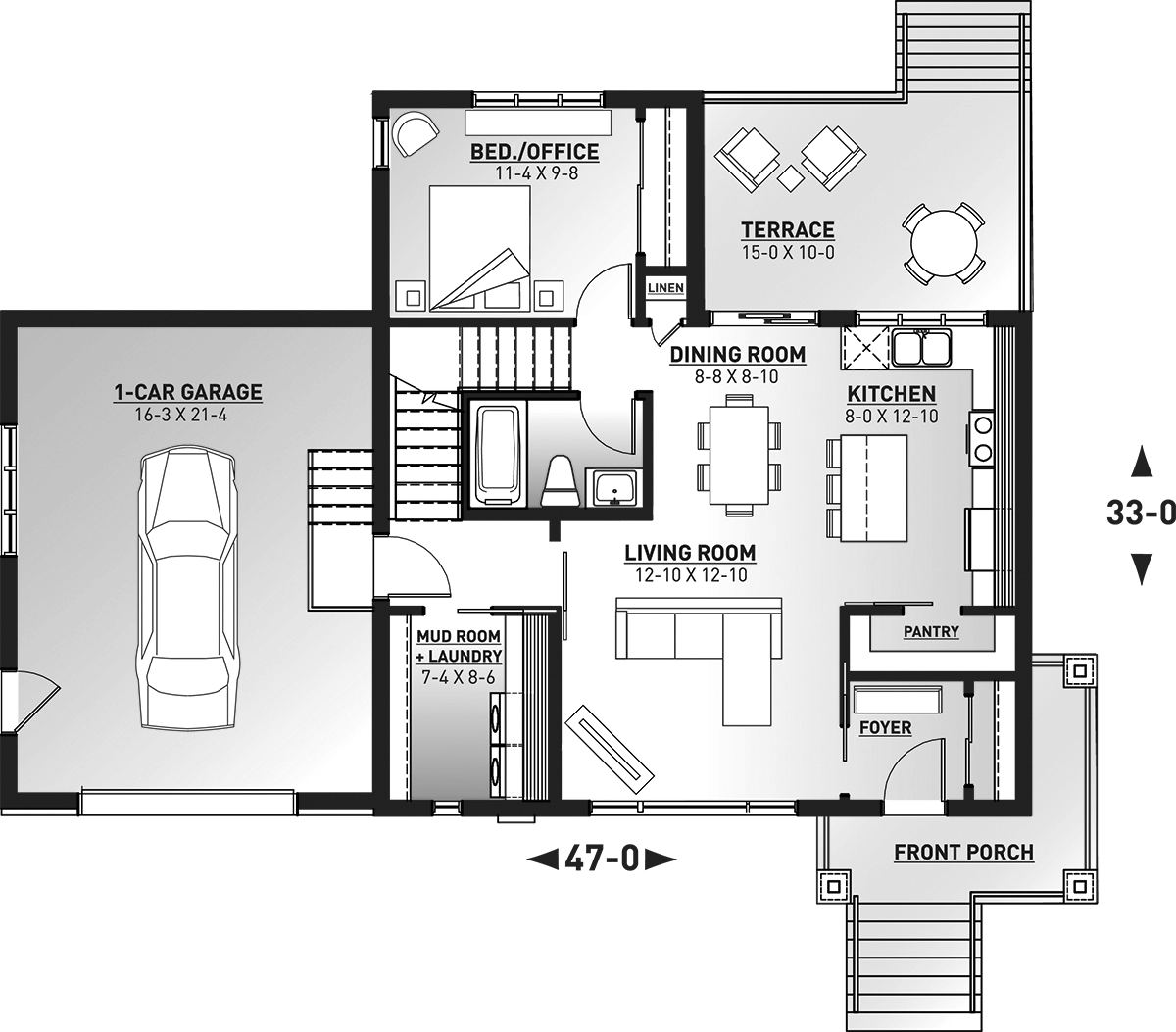 House Plan 76547 Level One