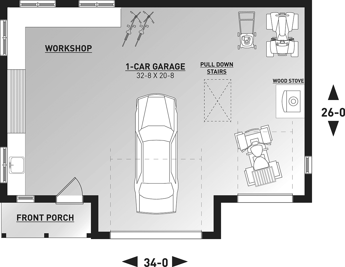 Garage Plan 76560 - 1 Car Garage Level One