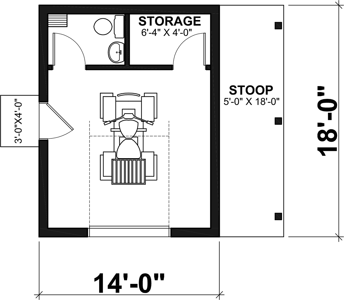 Garage Plan 76593 - 1 Car Garage Level One