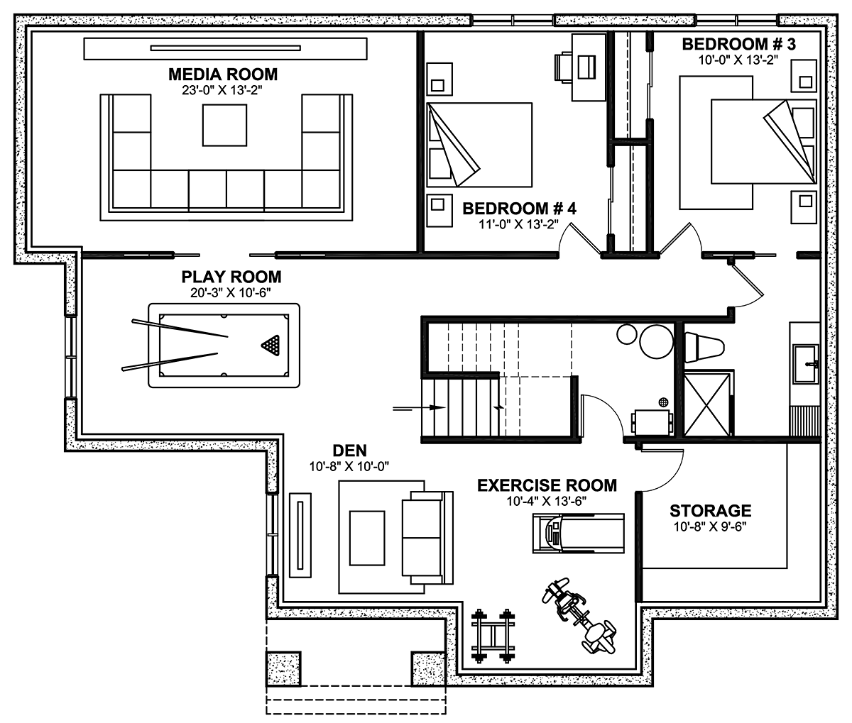 House Plan 76596 Lower Level