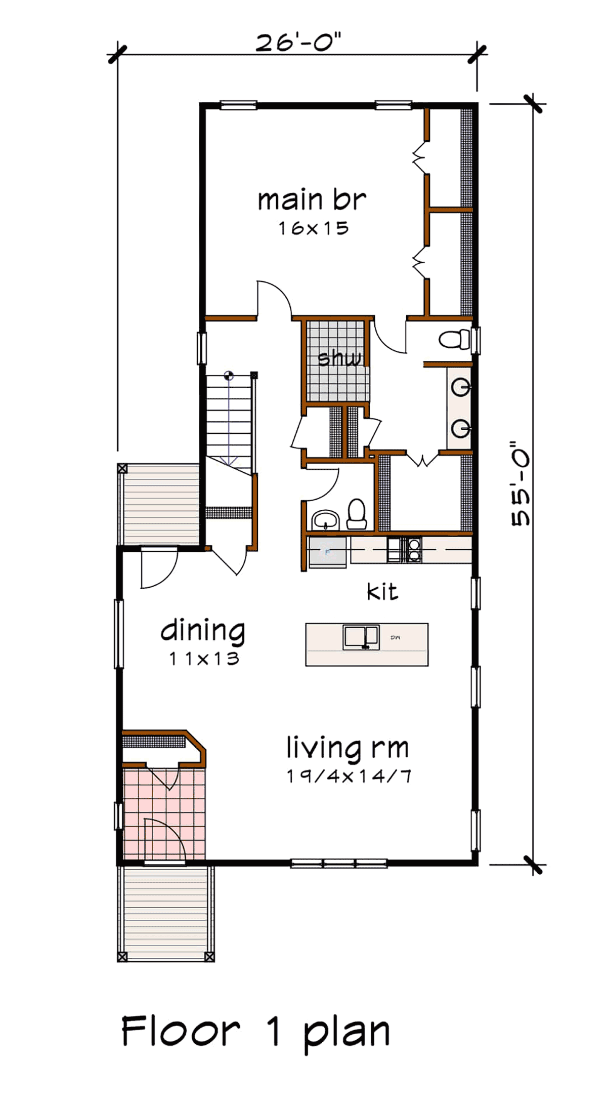 House Plan 76621 Level One