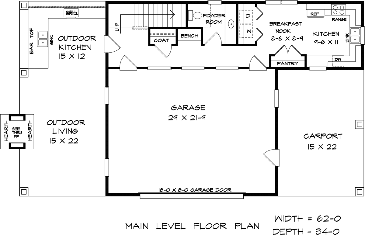 Garage-Living Plan 76701 Level One
