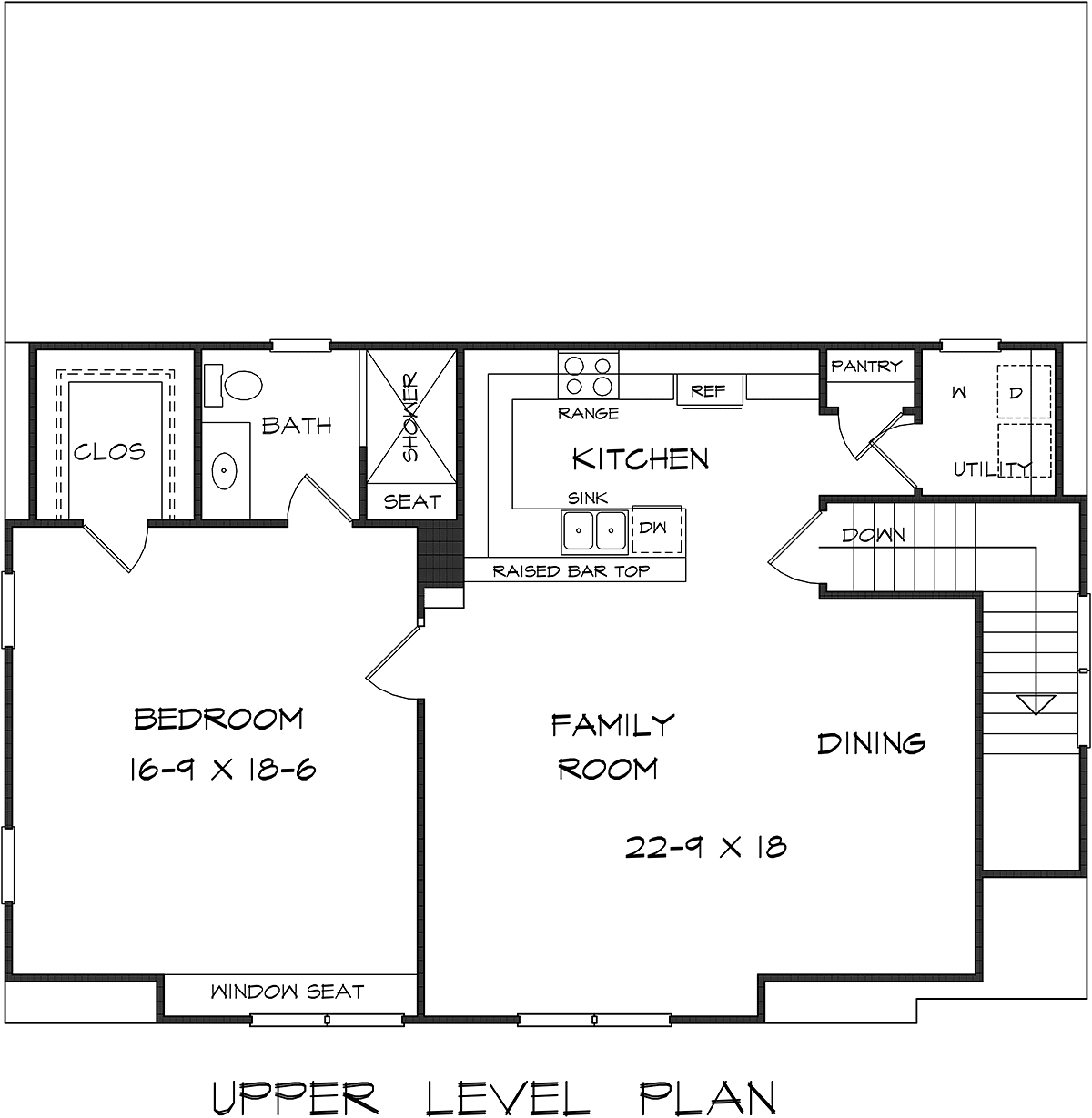 Traditional Garage-Living Plan 76708 with 1 Bed, 1 Bath, 3 Car Garage Level Two