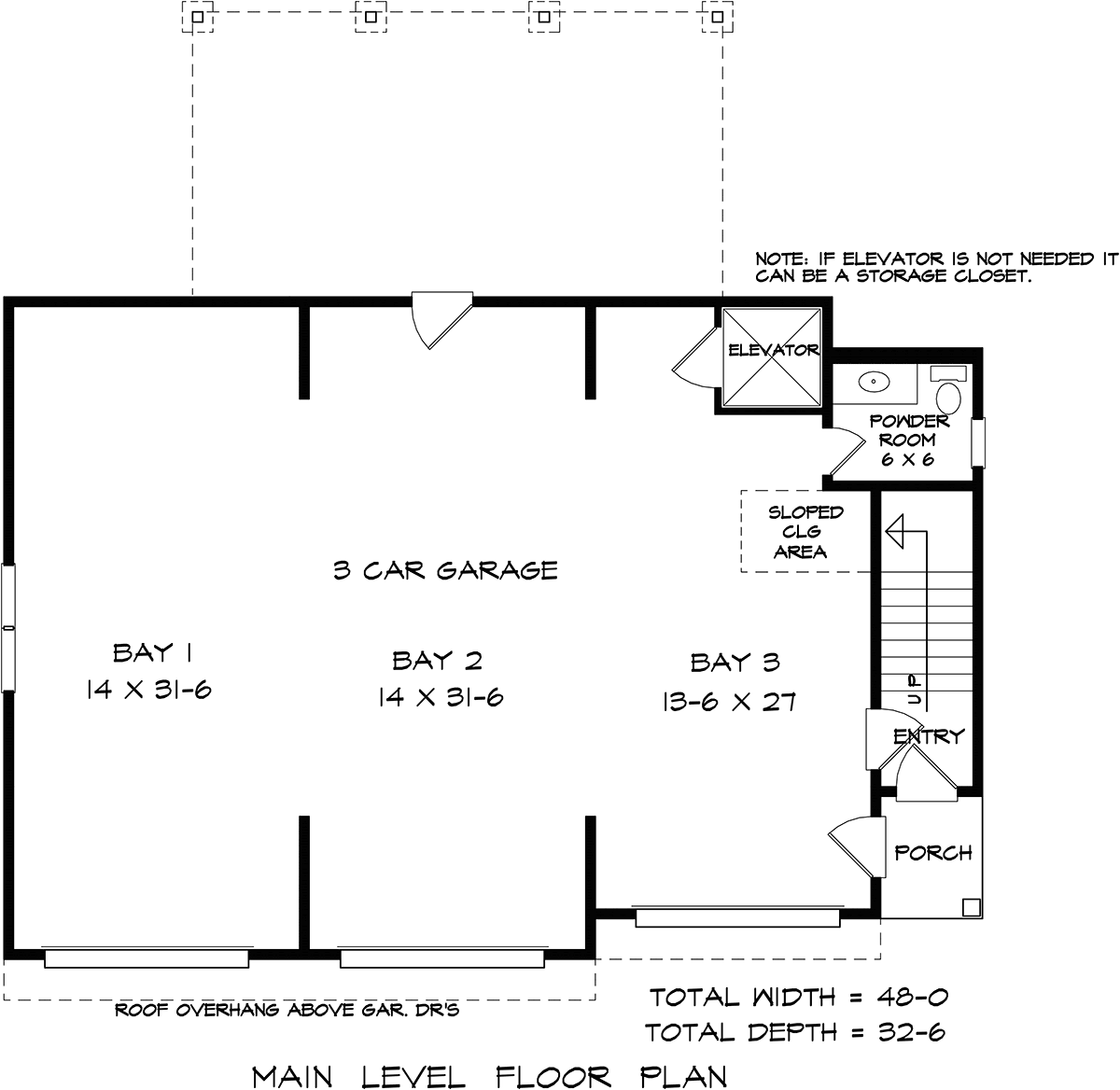 Garage-Living Plan 76710 Level One