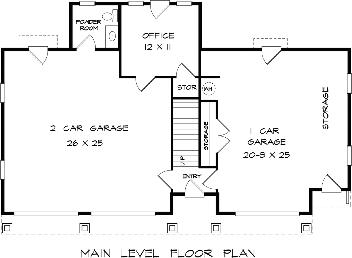 Garage-Living Plan 76728 Level One