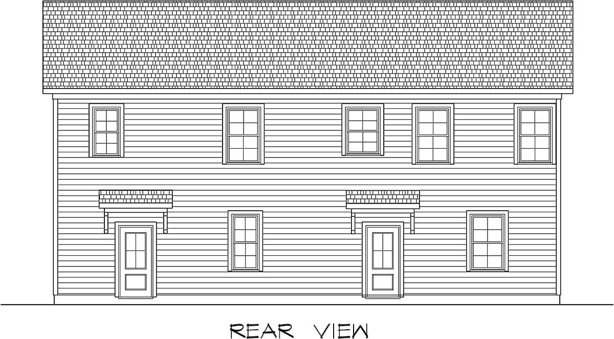 Garage-Living Plan 76730 Rear Elevation