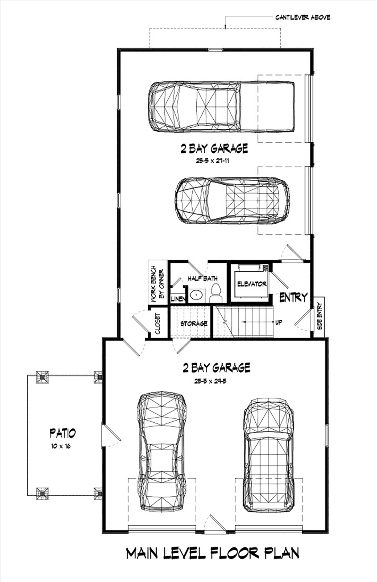 Garage-Living Plan 76735 Level One