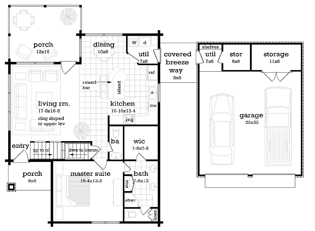 House Plan 76955 Level One