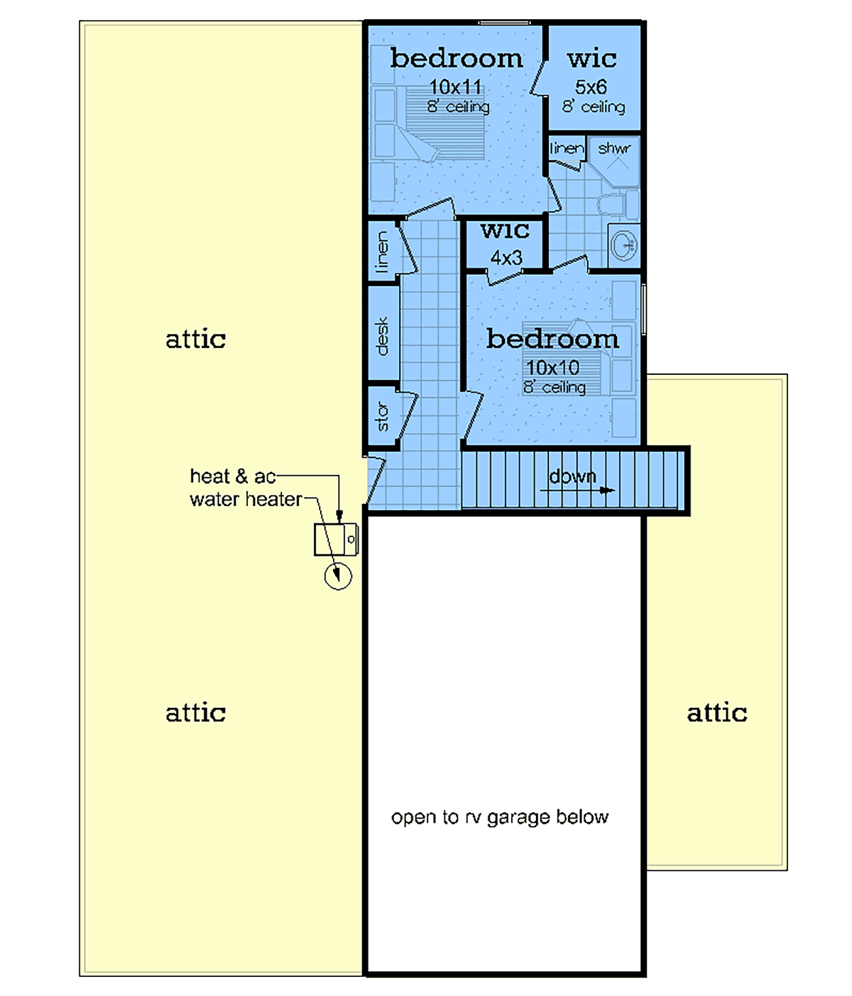 Garage-Living Plan 76967 Level Two