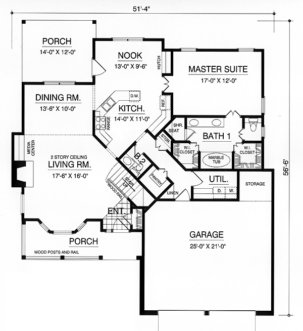 Country House Plan 77077 with 3 Bed, 2.5 Bath, 2 Car Garage Level One