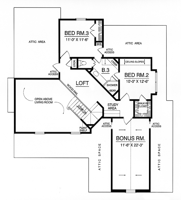 Country House Plan 77077 with 3 Bed, 2.5 Bath, 2 Car Garage Level Two