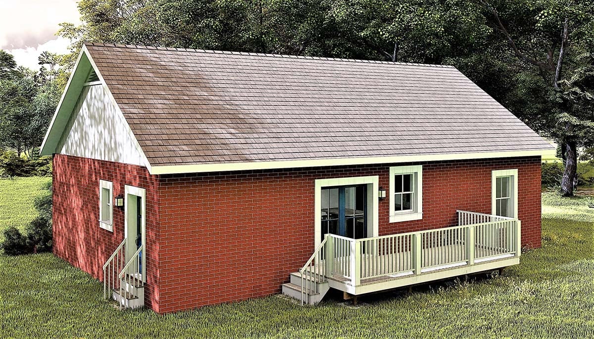Country, Ranch Plan with 1311 Sq. Ft., 3 Bedrooms, 2 Bathrooms Rear Elevation