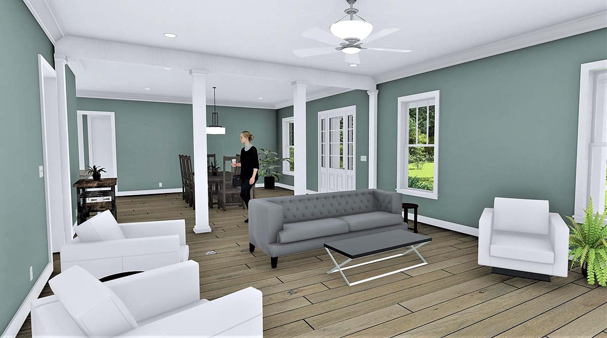 Cottage, Country, Traditional Plan with 2094 Sq. Ft., 3 Bedrooms, 2 Bathrooms Picture 2