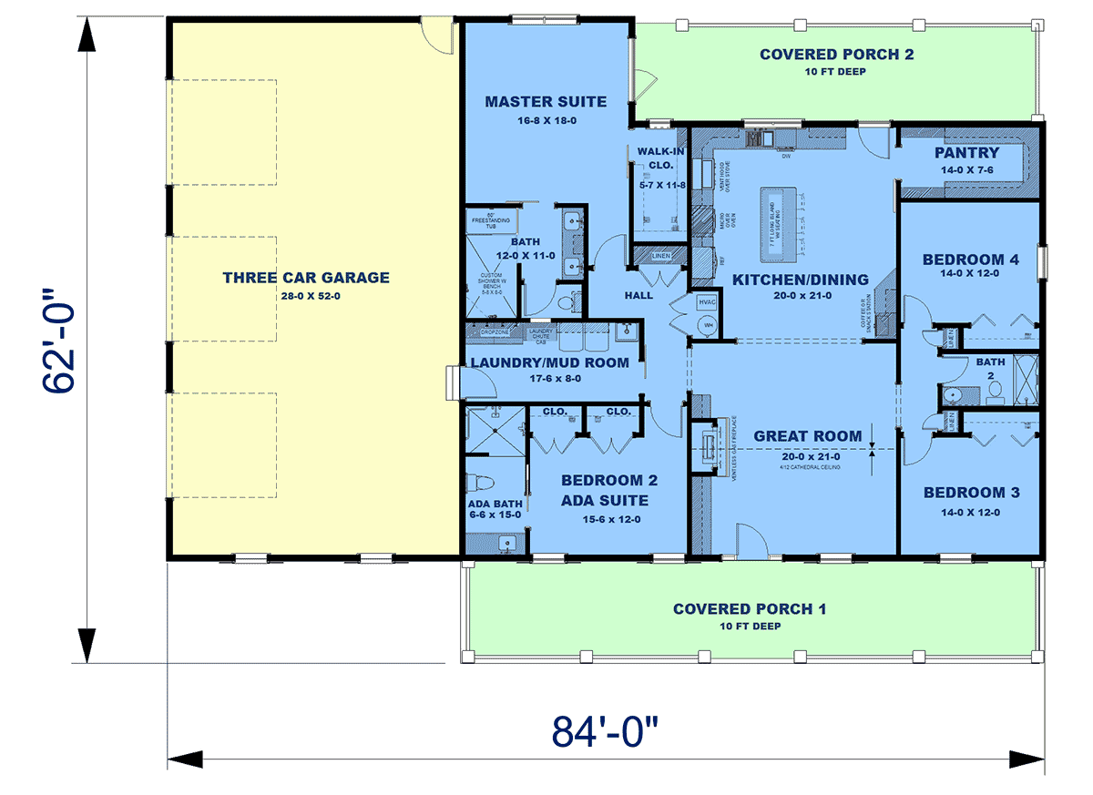 House Plan 77448 Level One