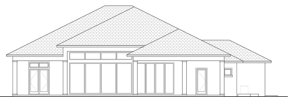 Coastal, Florida House Plan 78130 with 3 Bed, 4 Bath, 3 Car Garage Rear Elevation
