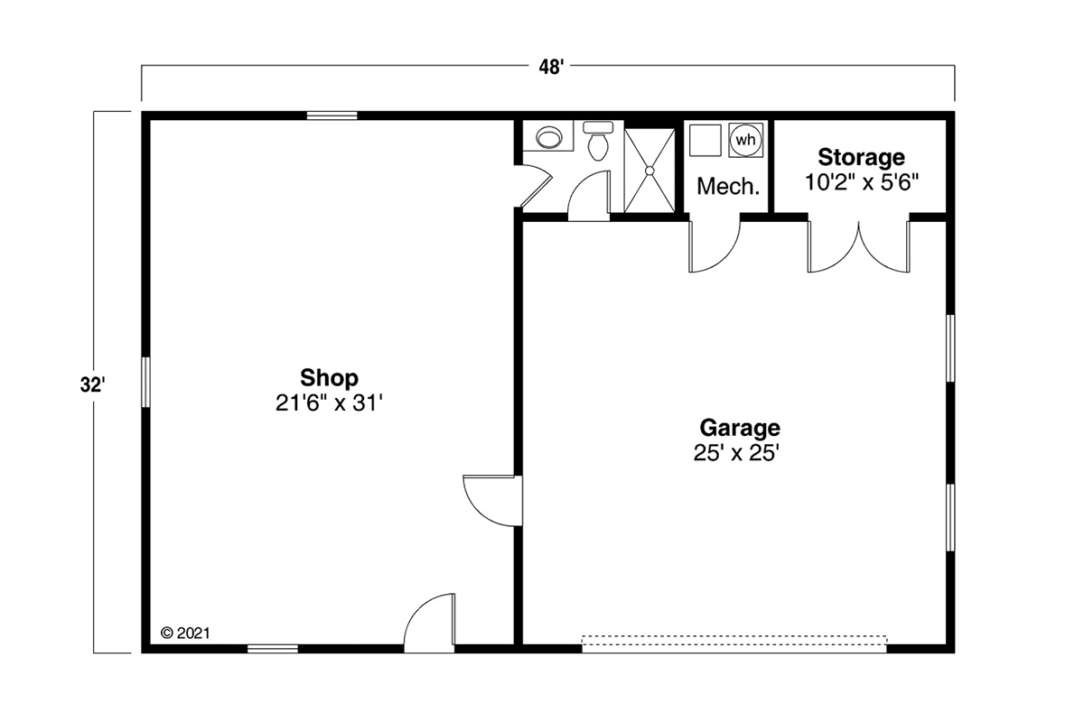 Garage Plan 78436 - 2 Car Garage Level One
