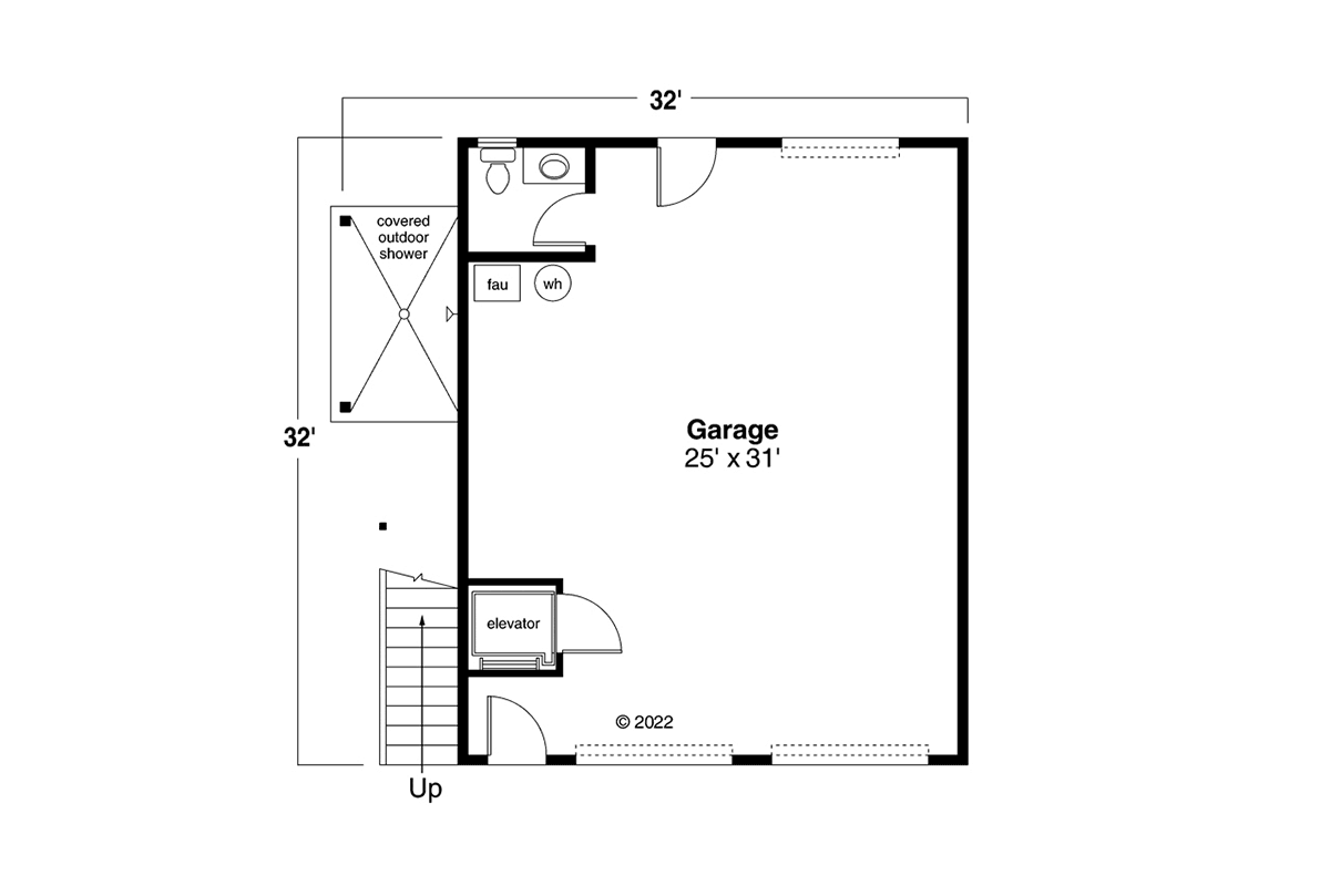Garage-Living Plan 78497 Level One