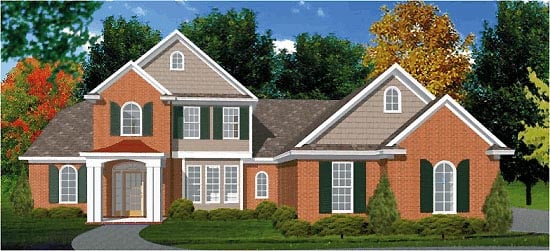 Traditional Plan with 2552 Sq. Ft., 4 Bedrooms, 3 Bathrooms, 2 Car Garage Picture 2