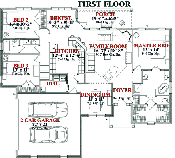 Plan 78740 | Contemporary Style with 3 Bed, 2 Bath, 2 Car Garage